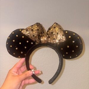 Black and Gold Polka Dot Disneyland Mouse Ears Headband